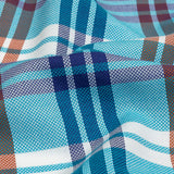 Blue, Orange and White Plaid Cotton and Polyester Dobby