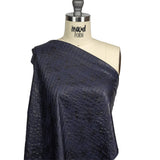 Night Sky Striped Cotton and Polyester Dobby with Gunmetal Striated Foil Topcoat