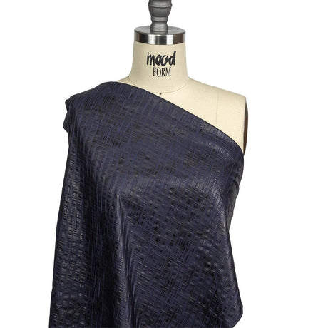 Night Sky Striped Cotton and Polyester Dobby with Gunmetal Striated Foil Topcoat