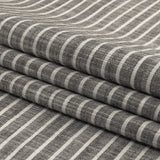 Black and White Striped Slubbed Cotton and Polyester Woven