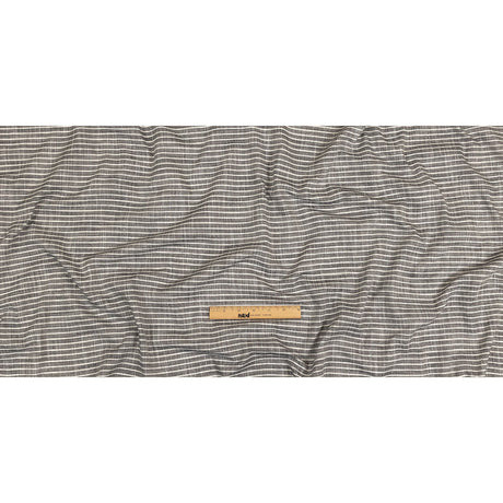 Black and White Striped Slubbed Cotton and Polyester Woven