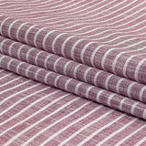 Amaranth and White Striped Slubbed Cotton and Polyester Woven
