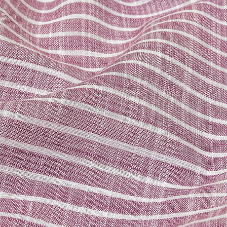 Amaranth and White Striped Slubbed Cotton and Polyester Woven