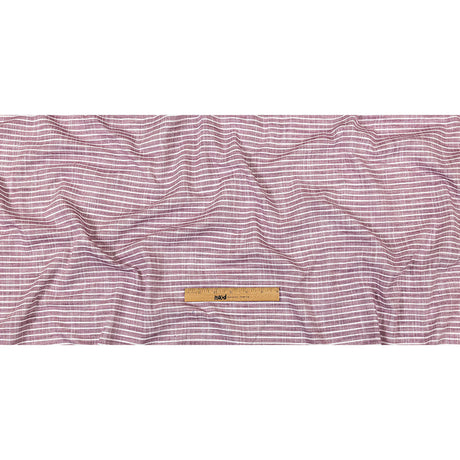 Amaranth and White Striped Slubbed Cotton and Polyester Woven