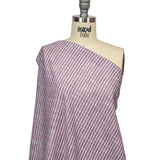 Amaranth and White Striped Slubbed Cotton and Polyester Woven