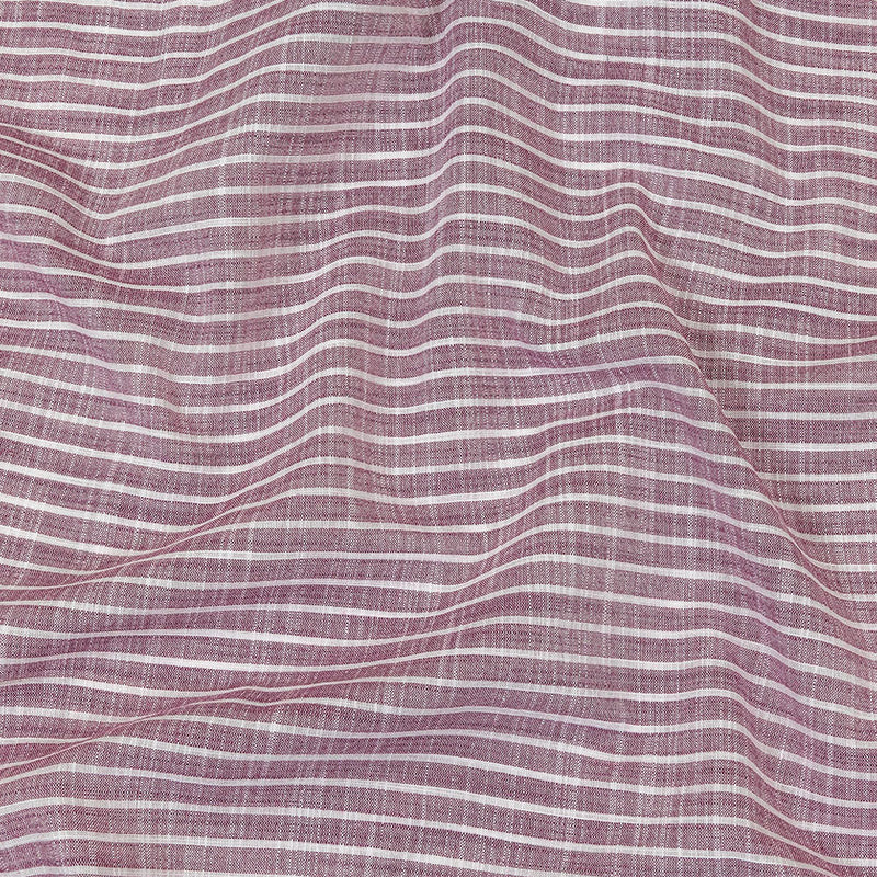 Amaranth and White Striped Slubbed Cotton and Polyester Woven