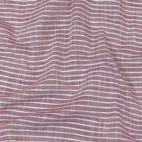 Amaranth and White Striped Slubbed Cotton and Polyester Woven