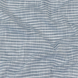 Colony Blue and White Striped Slubbed Cotton and Polyester Woven