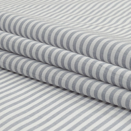 White and Blue Gray Candy Striped Cotton and Polyester Shirting