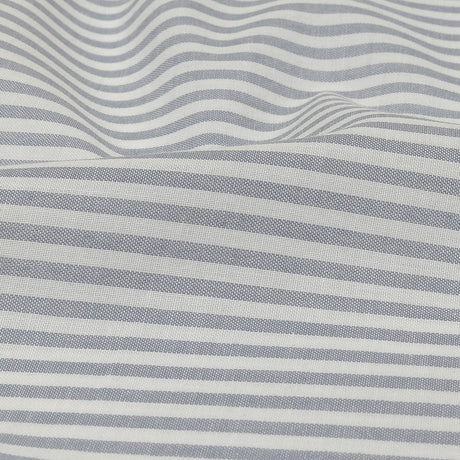 White and Blue Gray Candy Striped Cotton and Polyester Shirting