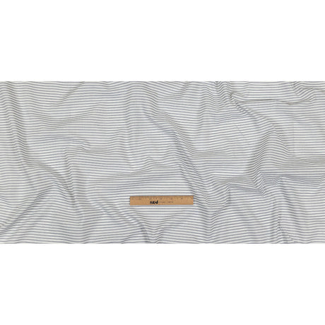 White and Blue Gray Candy Striped Cotton and Polyester Shirting