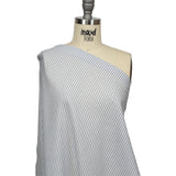White and Blue Gray Candy Striped Cotton and Polyester Shirting