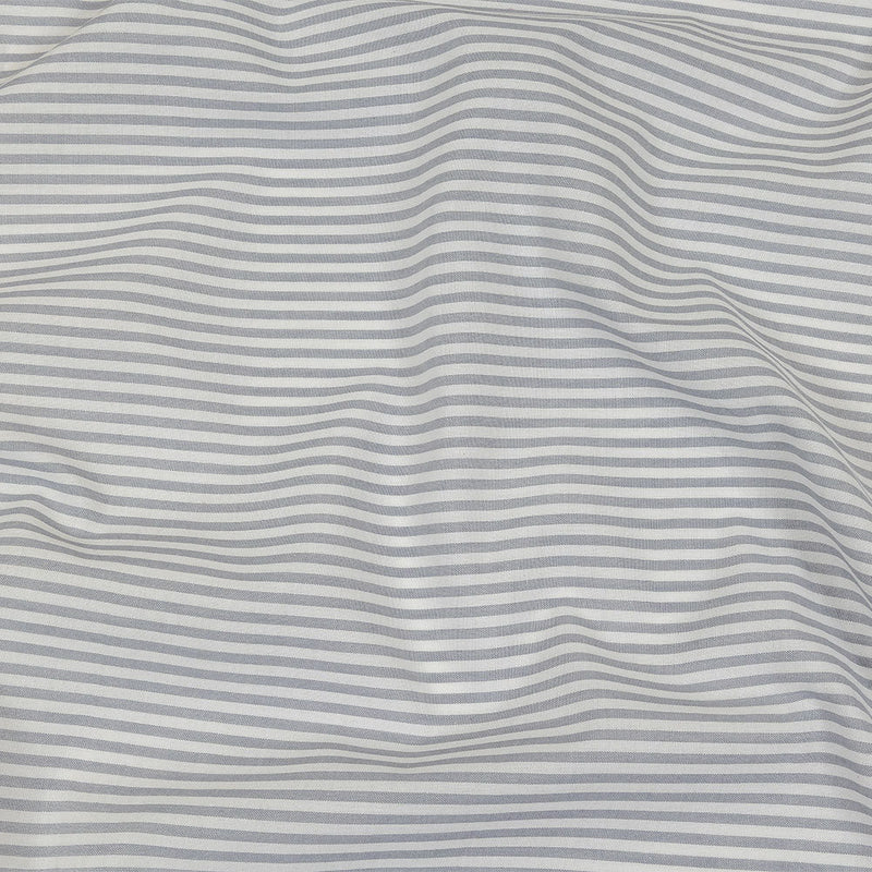 White and Blue Gray Candy Striped Cotton and Polyester Shirting