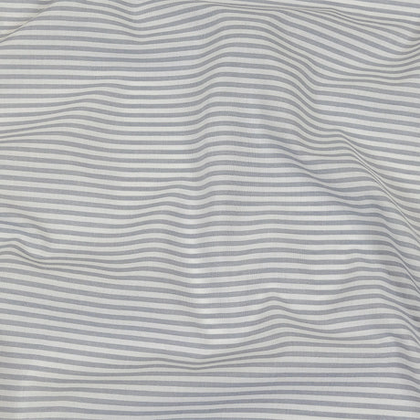 White and Blue Gray Candy Striped Cotton and Polyester Shirting