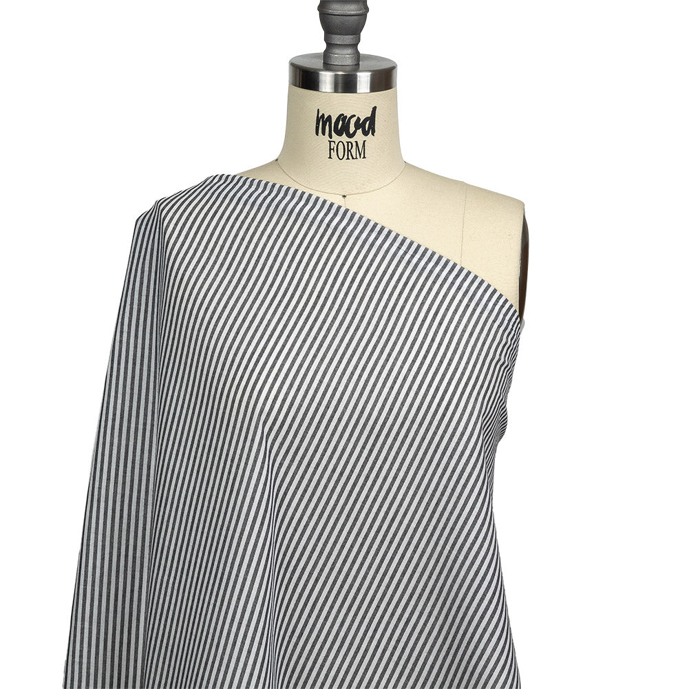 Black and White Railroad Stripes Cotton and Polyester Woven