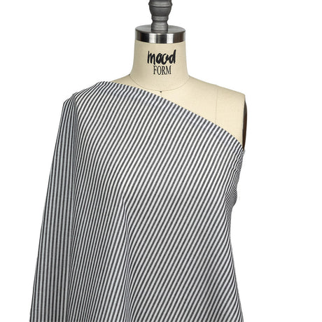 Black and White Railroad Stripes Cotton and Polyester Woven