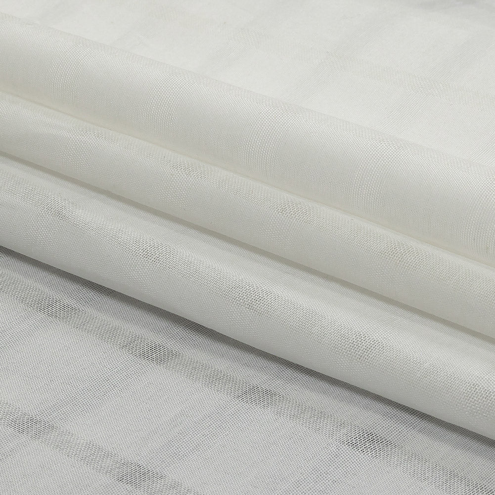 White Sheer Stripes Cotton and Polyester Woven