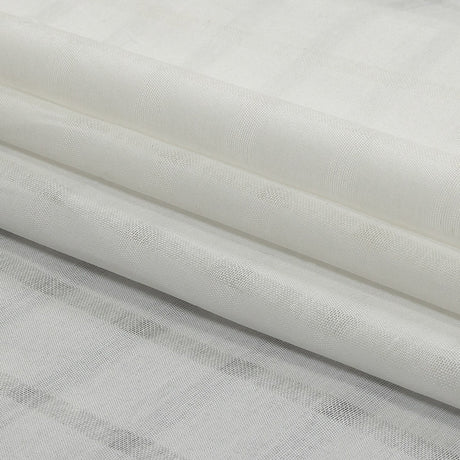 White Sheer Stripes Cotton and Polyester Woven