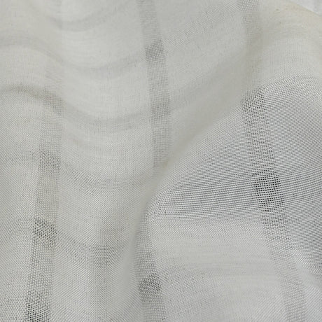 White Sheer Stripes Cotton and Polyester Woven