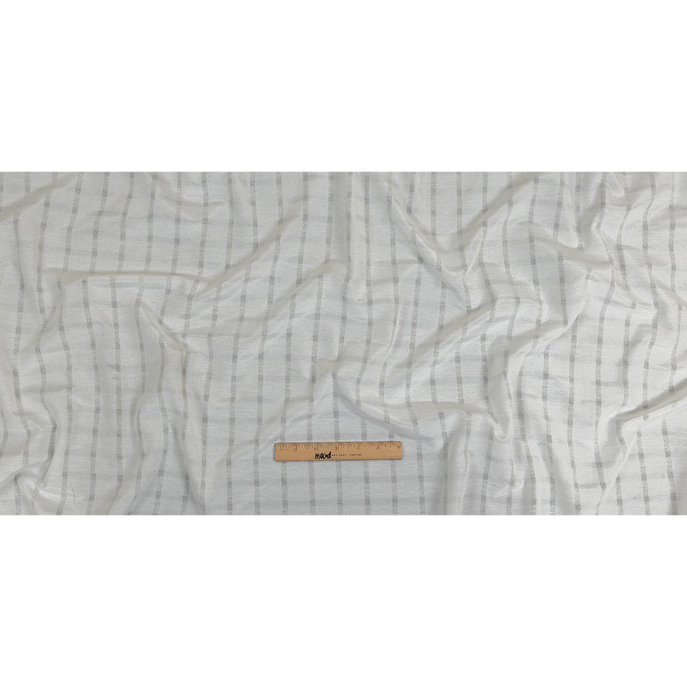 White Sheer Stripes Cotton and Polyester Woven