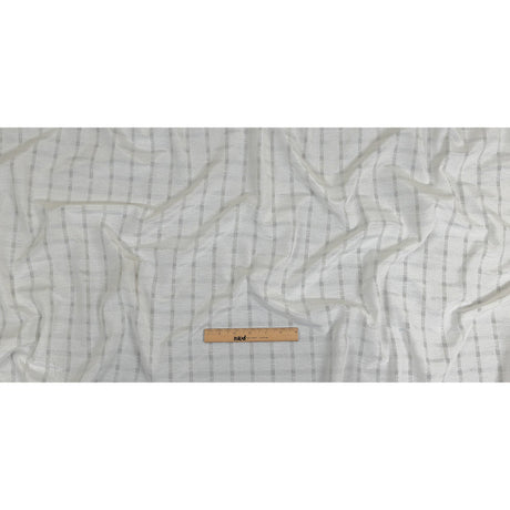 White Sheer Stripes Cotton and Polyester Woven
