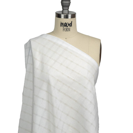 White Sheer Stripes Cotton and Polyester Woven