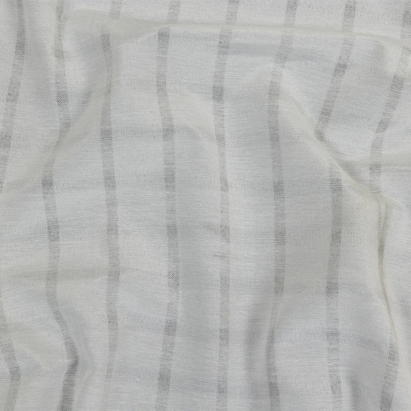 White Sheer Stripes Cotton and Polyester Woven