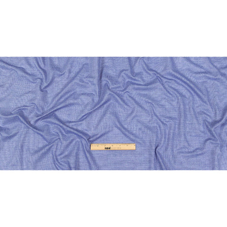Cobalt and White Pinstriped Cotton and Polyester Shirting