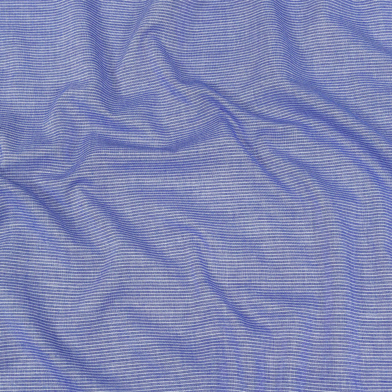 Cobalt and White Pinstriped Cotton and Polyester Shirting