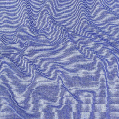 Cobalt and White Pinstriped Cotton and Polyester Shirting