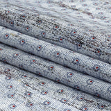 Red and Blue Flowers and Dots Cotton and Polyester Shirting with Distressed Foil Topcoat