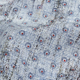 Red and Blue Flowers and Dots Cotton and Polyester Shirting with Distressed Foil Topcoat