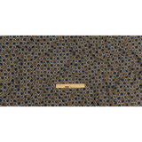 Beige and Navy Flocked Paisley on Twisted Squares Printed Viscose Woven