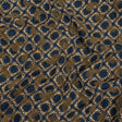 Beige and Navy Flocked Paisley on Twisted Squares Printed Viscose Woven