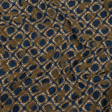 Beige and Navy Flocked Paisley on Twisted Squares Printed Viscose Woven