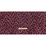Salsa and Navy Flocked Paisley on Twisted Squares Printed Viscose Woven