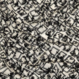 Black and White Flocked Florals on Tossed Squares Printed Viscose Woven