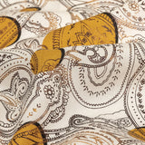 Honey Gold, Brown and White Foiled Paisley on Polka Dot Printed Viscose Woven