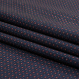 Black Iris, Red and White Tiny Medallions Stretch Polyester Woven