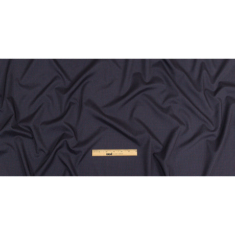 Black Iris, Red and White Tiny Medallions Stretch Polyester Woven