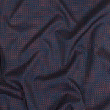 Black Iris, Red and White Tiny Medallions Stretch Polyester Woven