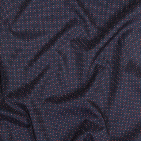 Black Iris, Red and White Tiny Medallions Stretch Polyester Woven