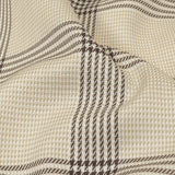 Beige, Brown and White Glen Plaid Twill Cotton Shirting