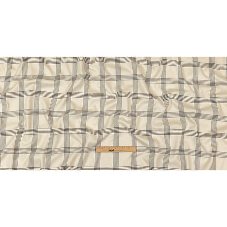 Beige, Brown and White Glen Plaid Twill Cotton Shirting
