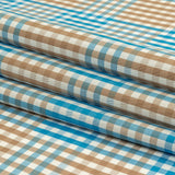 Turquoise, Amphora and White Plaid Twill Cotton Shirting