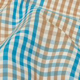 Turquoise, Amphora and White Plaid Twill Cotton Shirting
