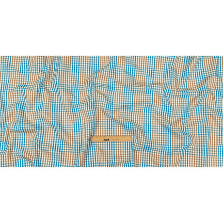 Turquoise, Amphora and White Plaid Twill Cotton Shirting