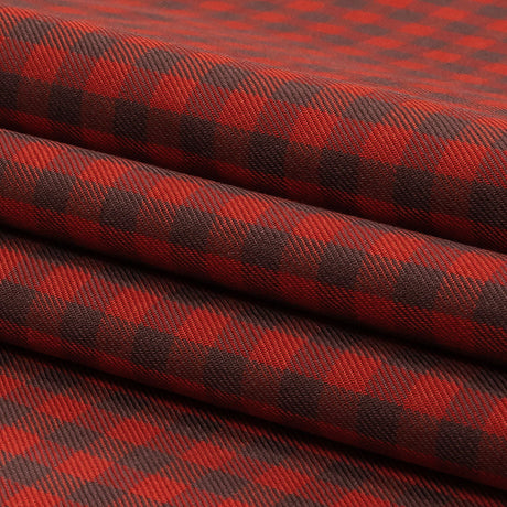 Red and Brown Checkered Twill Cotton Shirting