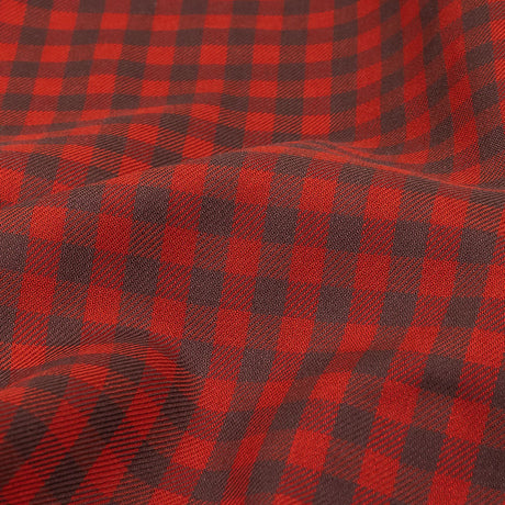 Red and Brown Checkered Twill Cotton Shirting