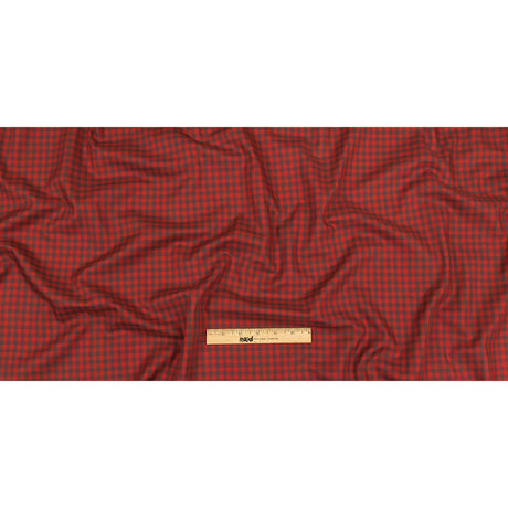 Red and Brown Checkered Twill Cotton Shirting